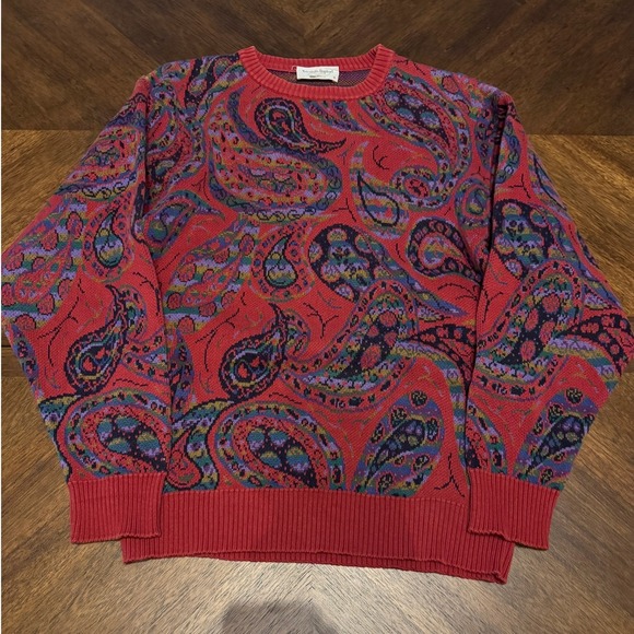 Tricots St. Raphael Other - Vintage Tricots St. Raphael Mens S Paisley Crewneck Sweater Red Made in USA |k